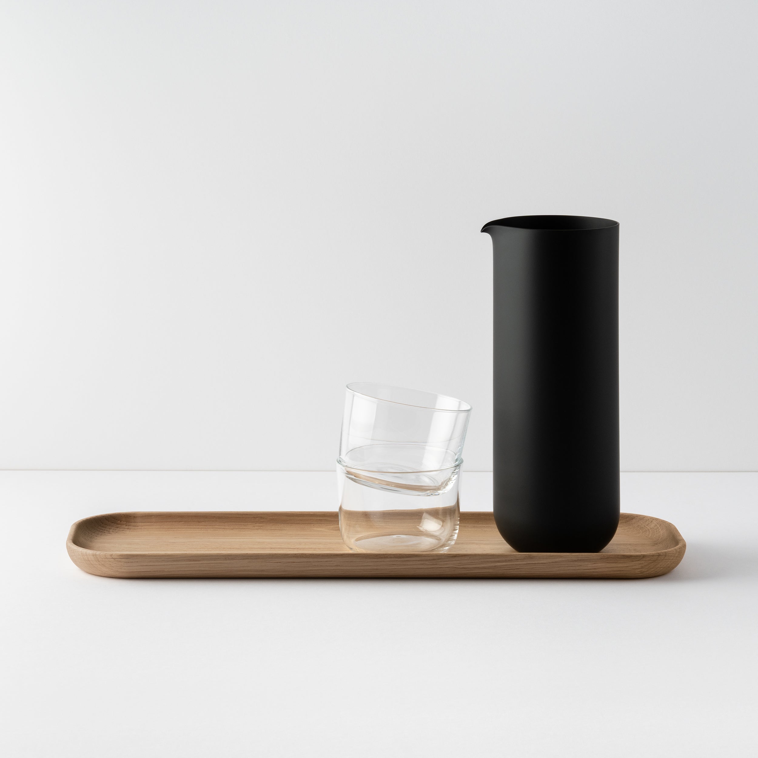 Vincent van Duysen Tray in Oak with Matte Black Pitcher