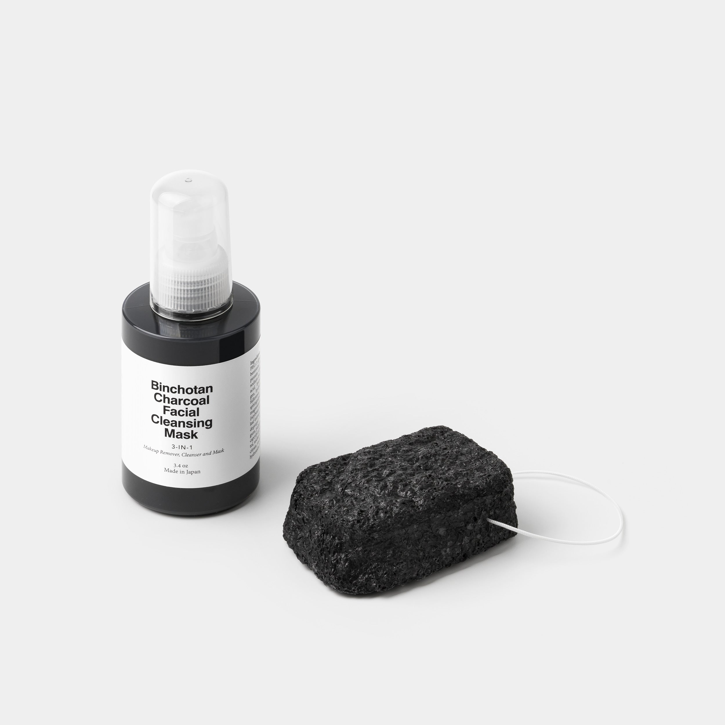 Binchotan Charcoal Cleansing Set – Facial Puff and Cleansing Mask angle